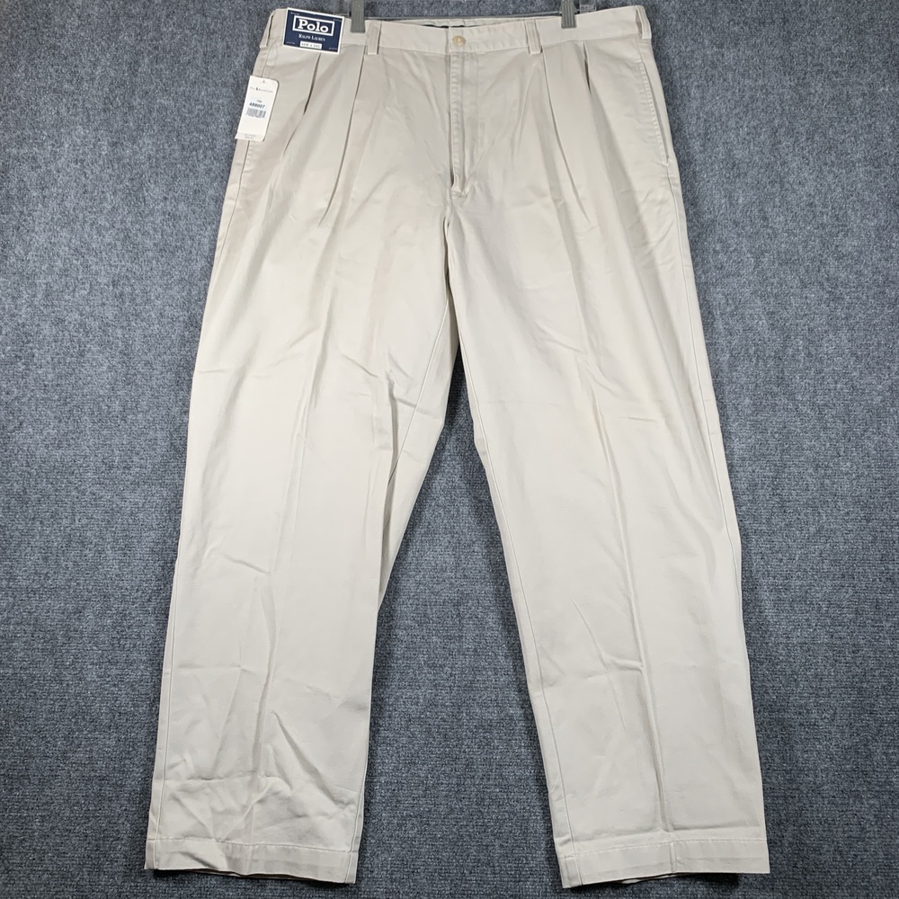Polo Ralph Lauren Pants Mens 40x30 Beige Andrew Pleated Chino Classic Fit